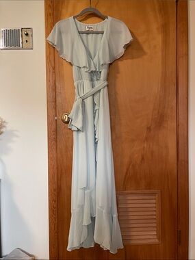 Show Me Your Mumu Light Blue Ruffle Wrap Hi-Low Dress